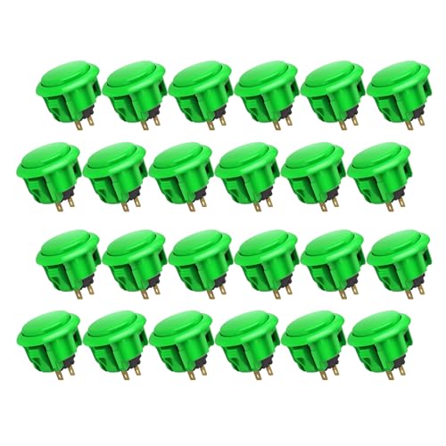 QANBA D-lite Arcade Button Original Buttons Snap-In Joystick Arcade Buttons for DIY arcade machines 30mm Push button switch(Boxed） (30mm Green（DL05) 24 Pcs) - size: 30mm Green（DL05) 24 Pcs