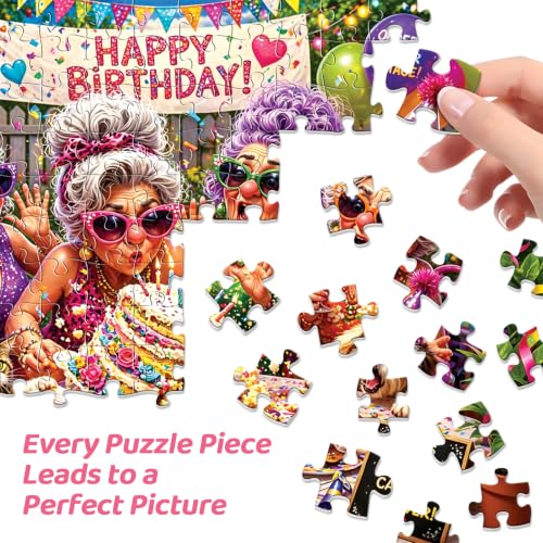 500 Piece Puzzles for Adults, Funny Grandma Birthday Party Jigsaw Puzzles 500 Pieces, Humor Fallen Cake Puzzles for Teens Seniors, Dog Cat Animal Jigsaw Puzzle Holiday Birthday Gift for Women