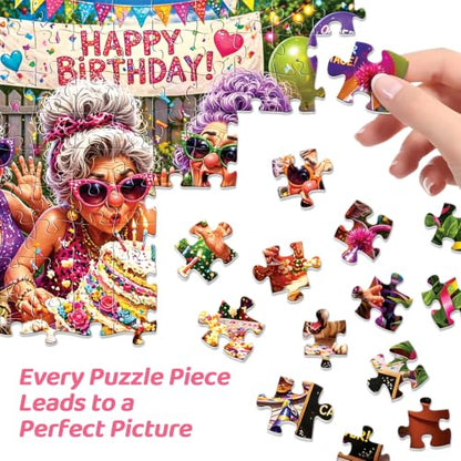 500 Piece Puzzles for Adults, Funny Grandma Birthday Party Jigsaw Puzzles 500 Pieces, Humor Fallen Cake Puzzles for Teens Seniors, Dog Cat Animal Jigsaw Puzzle Holiday Birthday Gift for Women