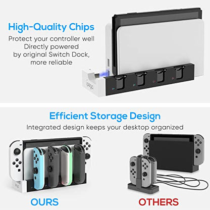 Charging Dock Compatible with Nintendo Switch & Switch OLED Model Joycons, Switch Controller Charger Dock Station for Joycon Charges up to 6pcs, Charging Stand Station for Nintendo Switch/OLED Model - color: Pure white