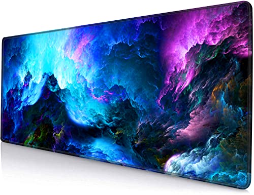Gaming Mouse Pad, Large Non-Slip Rubber Base Mousepad, Keyboard Mouse Mat, Desk Pad with Stitched Edges, 31.5x11.8inch, Dazzling Galaxy - color: 15 Dazzling Galaxy