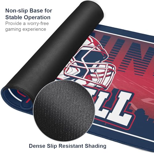 Football Desk Mat, Large Stitched Edges Gaming Mouse Pad, Blue Red City Design Keyboard Mat for Laptop Computer Desktop - 31.5x12 Inch for Football Fans - color: Blue Red Football