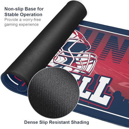 Football Desk Mat, Large Stitched Edges Gaming Mouse Pad, Blue Red City Design Keyboard Mat for Laptop Computer Desktop - 31.5x12 Inch for Football Fans - color: Blue Red Football