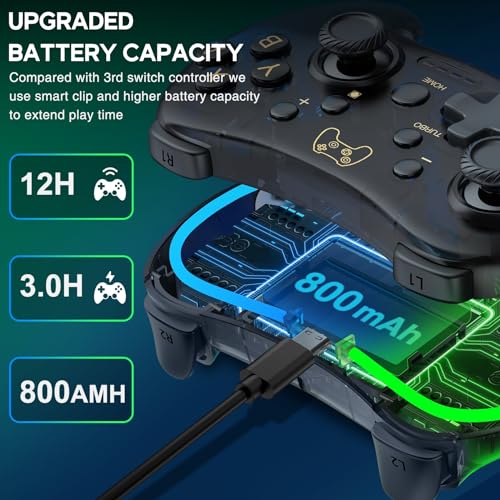 ELISWEEN Switch Controller for Nintendo Switch/OLED/Lite, Replacement for Nintendo Switch Pro Controller Support PC & Android/iOS with Cool RGB LED, Wireless Switch Controller with Turbo,Vibration - color: Dark Brown Light