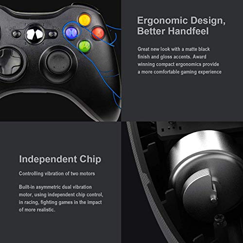 Etpark Wireless Controller for Xbox 360, Xbox 360 Joystick Wireless Game Controller for Xbox 360 & Slim Console and PC Windows XP/7/8/10(Black) - color: Black-wireless
