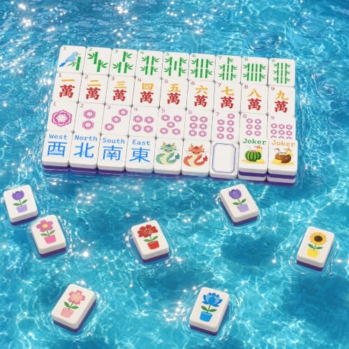 Floating Mahjong Tiles for Pool – 1.5" Waterproof EVA Foam Mahjong Tile Set, Floating Foam Tiles for Pool Games，Fits Float Board & Tray, Ideal for Summer Beach Party, Water Game & Outdoor Fun