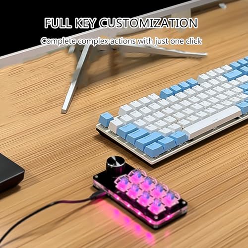 Portable 16Key Macro Keypad with Programmable Dials for Advanced Gaming Controls and Multimedia Management Keyboards