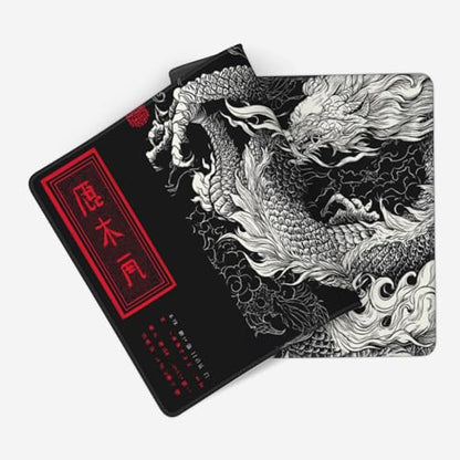 Large Gaming Mouse Pad with Dragon Design, Non-Slip, 35.4" x 15.7", Black and Red Japanese Style Desk Mat - color: Dragon