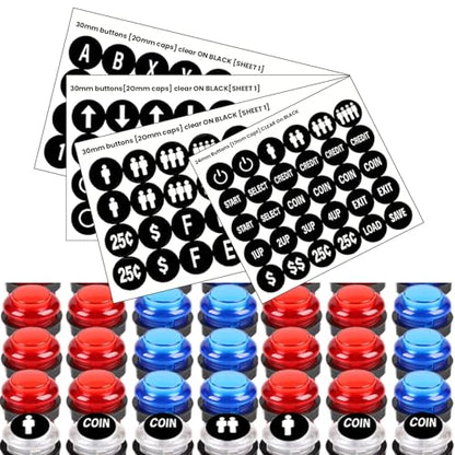 Arcade Button Stickers 24mm 30mm Die Cut Labels for Arcade Cabinet | Black Arcade Button Stickers Compatible only with 24mm & 30mm arcade buttons, not for PlayStation/Xbox handheld controllers - color: Game Button Labels Stickers Black* 4 Pcs