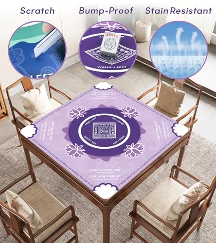 Mahjong Mat for Table, American Mahjong Mat(Purple) | 31.5" x 31.5",Anti-Slip, Noise-Reducing Gaming Mat for Mahjong/Poker/Board Games/Card Games/Dominoes - color: Purple