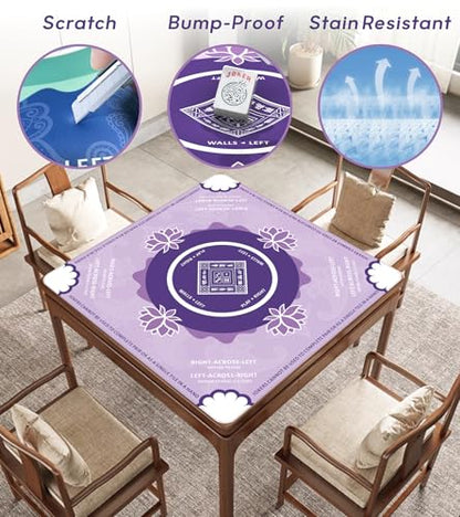 Mahjong Mat for Table, American Mahjong Mat(Purple) | 31.5" x 31.5",Anti-Slip, Noise-Reducing Gaming Mat for Mahjong/Poker/Board Games/Card Games/Dominoes - color: Purple
