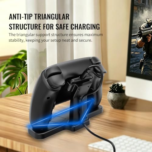 Charging Dock for Steam Controller 2026 – Weighted Vertical Stand with Puck Alignment, Cable Management, and Non-Slip Base