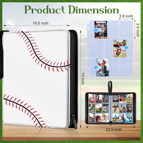 POKONBOY 9 Pocket Baseball Card Binder for 900 Cards, Trading Card Binder Collection Album Holder with Sleeves for Football Sports Games Cards - color: Baseball