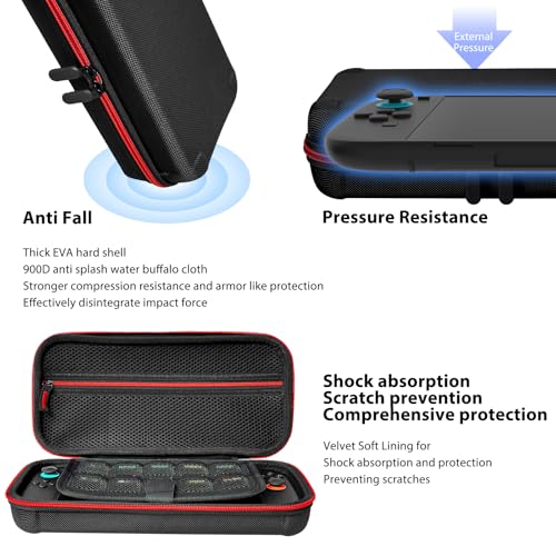 Travel Carrying Case for Nintendo Switch 2 2025, Large Volume Accessories Bundle Holder Anti Fall Shockproof Double Layer Hard Shell Protective Cover Pouch Waterproof Portable with Card Slots Black - color: Black, style: Antifall