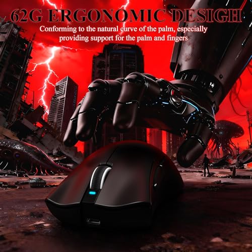 MAMBASNAKE Attack Shark V3 PRO 62g Superlight Wireless Gaming Mouse,RGB Magnetic Charging Dock,BK52820 Tri-Mode BT/2.4G Wireless/Wired Mouse,25000DPI,500mAh,5 Programmable Buttons for Pc/Mac,Black - color: Black