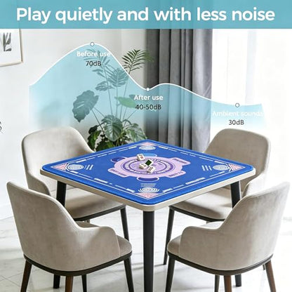 KRT Mahjong Mat 33" x 33" with Storage Bag Waterproof Rollable Game Mat | Anti-Slip; Noise-reducing; Widened and Thickened