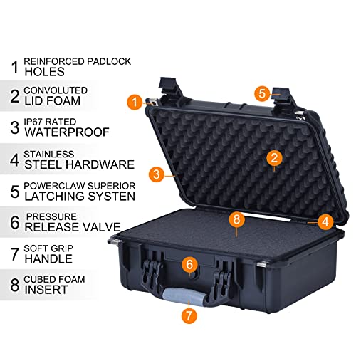 MEIJIA All Weather IP67 Waterproof Hard Camera Case,Hard Protective Case,Hard Case with Customizable Foam,Fit Use of Drones,Camera,Equipments,Pistols(Black,15.98x12.99x6.85inches) - color: Black, size: 15.98x12.99x6.85inches