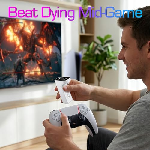 Wireless Charger for PS5 Controller with 2000mAh Battery Pack, Play While Charging for PlayStation 5 Controller Charger LED Display 12H Extended Playtime Ultra-Light Portable