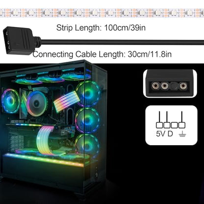 5V ARGB LED Strip, 100cm 60LEDs RGB Light Strip for PC Case, Sync with Motherboard, Self-Adhesive Cuttable LED Tape for Gaming Room PC Decoration