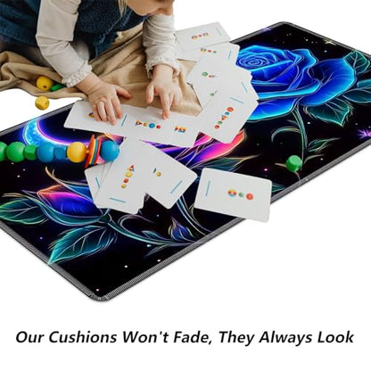 Blue Roses with Moon and Stars for MTG & TCG Playmat Mouse Pad,BFDHGQZC 24" x 14" Game Mat for MTG/RPG/CCG Trading Card Game Playmats Table Mat Perfect for Card Games Video Games Computer Office - color: Blue Roses With Moon and Stars