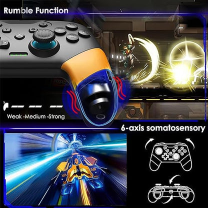 HUDOBBYE Switch Controller Wireless for Switch/Switch Lite/Switch OLED, Extra Switch Controller with Paddles, Programmable Switch Remote Control with Back Buttons,Wake-up,Turbo-Yellow Purple - color: Purple+Orange