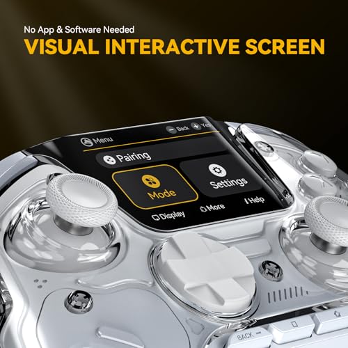 ManbaOne Interactive Screen Wireless Gaming Controller for PC/Switch/Switch 2/iOS/Android,Hall Effect Stick & Trigger,RGB Lighting,Remappable Buttons,1800mAh with Charging Dock (White) | for PC/Switch1/2/iOS/Android,Hall Effect Stick & Trigger,RGB Lightin