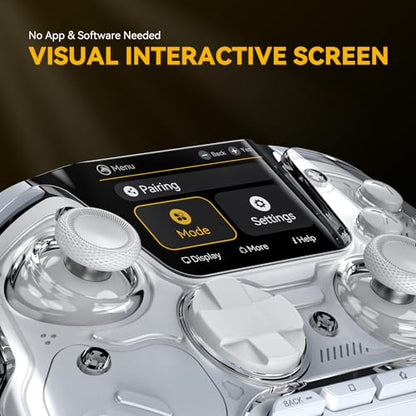 ManbaOne Interactive Screen Wireless Gaming Controller for PC/Switch/Switch 2/iOS/Android,Hall Effect Stick & Trigger,RGB Lighting,Remappable Buttons,1800mAh with Charging Dock (White) | for PC/Switch1/2/iOS/Android,Hall Effect Stick & Trigger,RGB Lightin