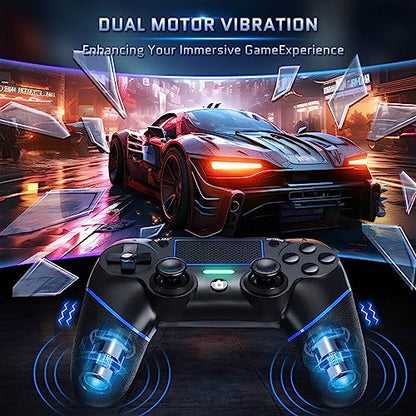 DIANVEN PS4 Wired Controller for PC with Double Vibration and Motion Motors, Compatible with Windows 11/10/8/7 - color: Black/Blue