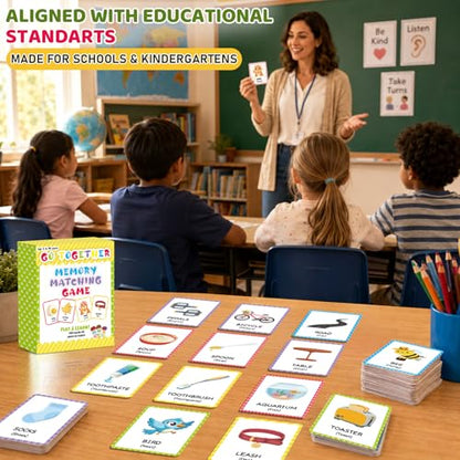 gisgfim 100 PCS Go Together Memory Matching Game Associations Learning Flashcards Educational Vocabulary Sorting Concentration Memory Card for Preschool Ages 3-8 A Fun & Fast Activities Matching Games - style: Go Together