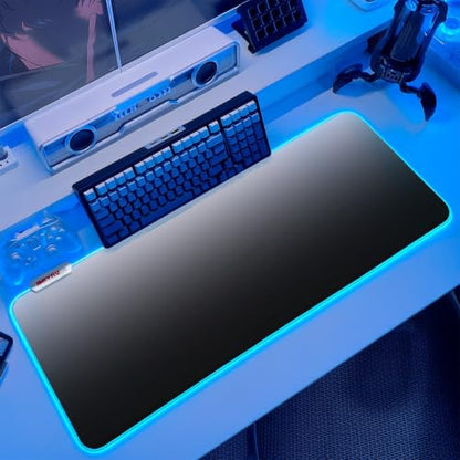 JMIYAV White RGB Gaming Mouse Pad 31.5x12 Inch PC XL Large Extended Glowing Led Light Up Desk Pad Non-Slip Rubber Base Computer Cute Mousepad Mat Desk Accessories Gaming Setup 83-HB - color: Black-to-white gradient