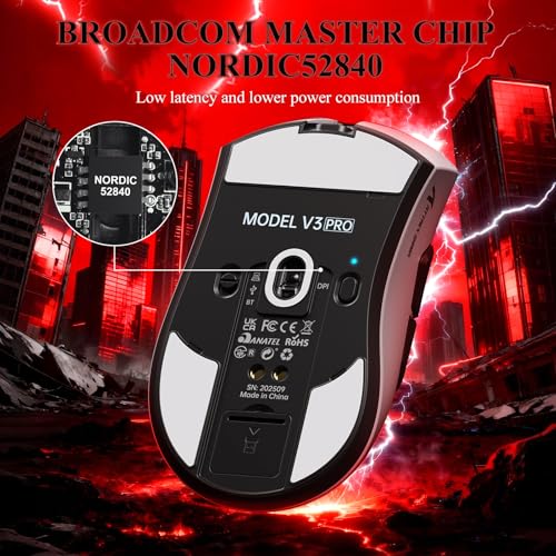 MAMBASNAKE Attack Shark V3 PRO 62g Superlight Wireless Gaming Mouse,RGB Magnetic Charging Dock,BK52820 Tri-Mode BT/2.4G Wireless/Wired Mouse,25000DPI,500mAh,5 Programmable Buttons for Pc/Mac,White - color: White