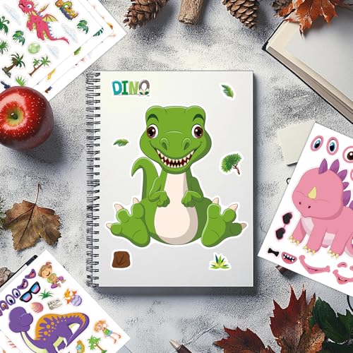 42 Sheets Create Funny Dinosaur Stickers, Make a Face Stickers for Boys and Girls, Travel Sticker Books, Party Favors, Birthday, Home, School and Activities Gifts for Kids Ages 3+ - style: Dinosaur