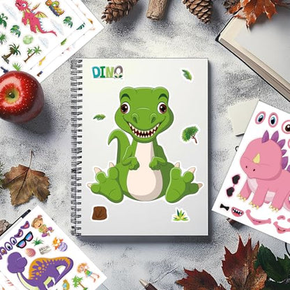 42 Sheets Create Funny Dinosaur Stickers, Make a Face Stickers for Boys and Girls, Travel Sticker Books, Party Favors, Birthday, Home, School and Activities Gifts for Kids Ages 3+ - style: Dinosaur