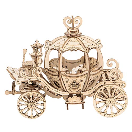 Rowood 3D Puzzles for Adults, Wooden Model Kits for Adult, DIY STEM Toy for Ages 14+ - Pumpkin Cart (182 Pieces) - style: Pumpkin Cart
