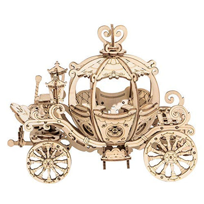 Rowood 3D Puzzles for Adults, Wooden Model Kits for Adult, DIY STEM Toy for Ages 14+ - Pumpkin Cart (182 Pieces) - style: Pumpkin Cart