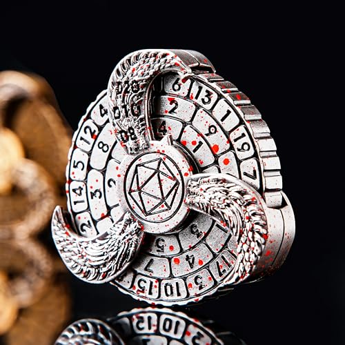 7-in-1 Spinner DND Dice Set, Rotate Metal Rotate Dungeons and Dragons DND Compass Dice, Cool RPG Role Playing Table Game Dice(Blood) - color: Black Blue