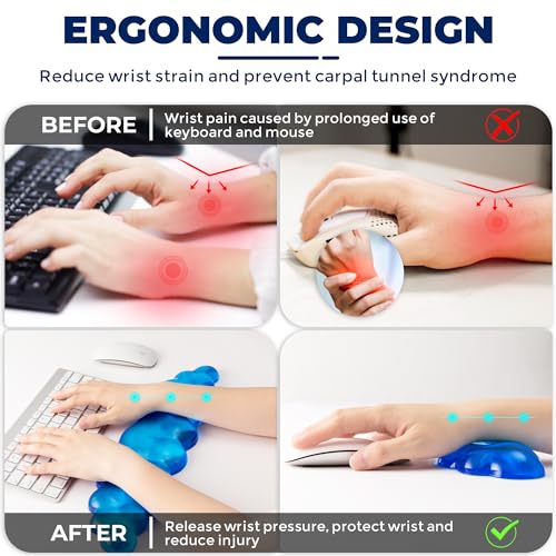 Gel Cloud Keyboard & Mouse Wrist Rest Set - Cloud Keyboard Wrist Rest Pad & Mouse Support for Office Gaming Pad Computer Laptop Ergonomic Comfortable Pain Relief- Cloud Pad Set - color: Pad Set - Cloud White