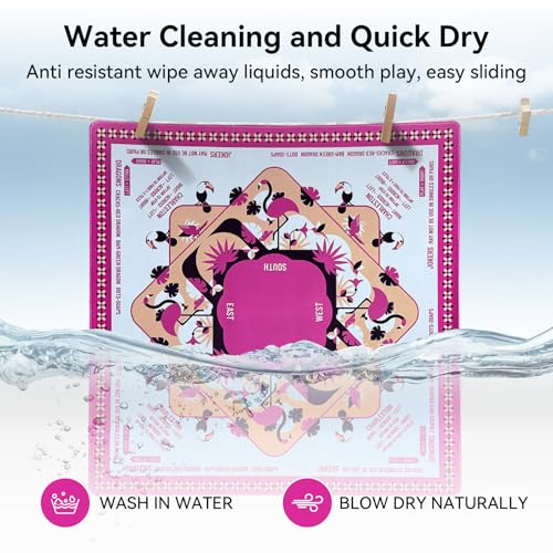 32.4x32.4 Inch Flamingo Mahjong Mat 3MM Noise Reduction | Non-Slip No Creases Mahjong Gifts with Carrying Bag for American Mahjong Poker Card Board Games Dominoes - color: Hot Pink