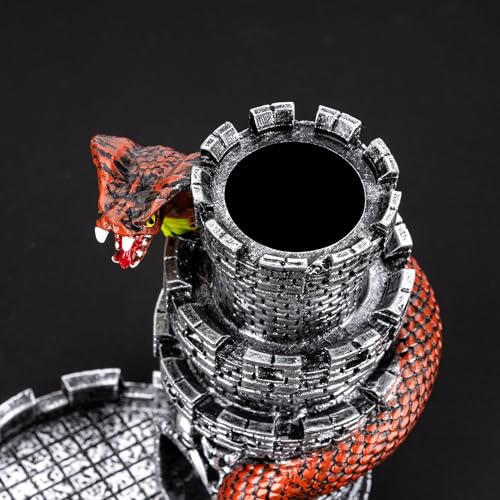 Castle DND Dice Tower, Snake D&D Dice Rolling Tower for RPG Role Playing Game and Tabletop Game (Silver) - color: Silver