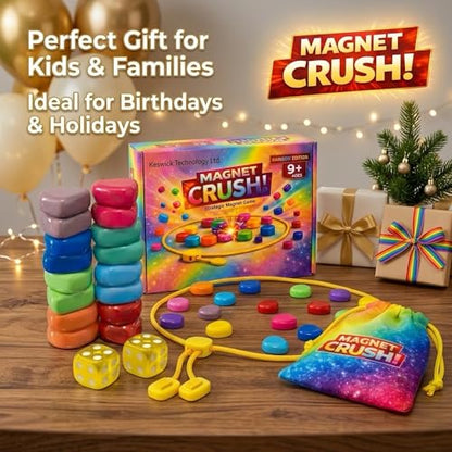 Magnet Crush Magnetic Strategy Board Game (Rainbow) for Kids & Adults, Fun Tabletop Magnet Placement Game, STEM Educational Toy, Family Party Game, Travel Game, Puzzle Brain Teaser, Gift for Ages 9+