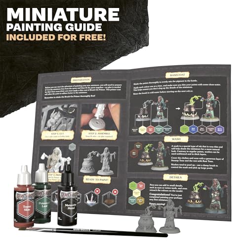 The Army Painter GameMaster: Wilderness Adventures Role-playing Paint Set, 15x18 ml Warpaints Fanatic Acrylic, 1 GameMaster Drybrush, 1 FREE Hard-plastic snap-fit Hag Miniature | 15 x 18ml Warpaints Fanatic Acrylic Paints, 1 GameMaster Dry Brush, 1 Free M