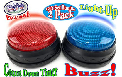 Matty's Toy Stop Lights & Sounds Electronic 3 Mode Red & Blue Game Answer Buzzer and Count Down Timer Gift Set Bundle (Perfect for Games, Classrooms, etc.) - 2 Pack