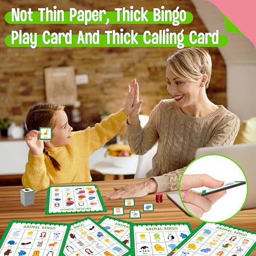 Family Bingo Game, Alphabet Animal Sight Word and Number Bingo Board Game, Counting and Matching Skills Classic Educational Game for Kindergarten and Preschool Kids, Perfect for Home and Classroom - style: Family Bingo Game