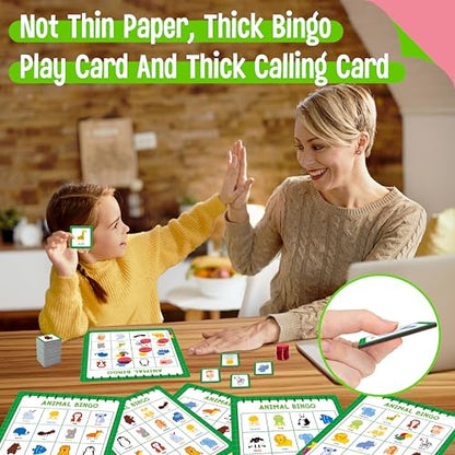 Family Bingo Game, Alphabet Animal Sight Word and Number Bingo Board Game, Counting and Matching Skills Classic Educational Game for Kindergarten and Preschool Kids, Perfect for Home and Classroom - style: Family Bingo Game