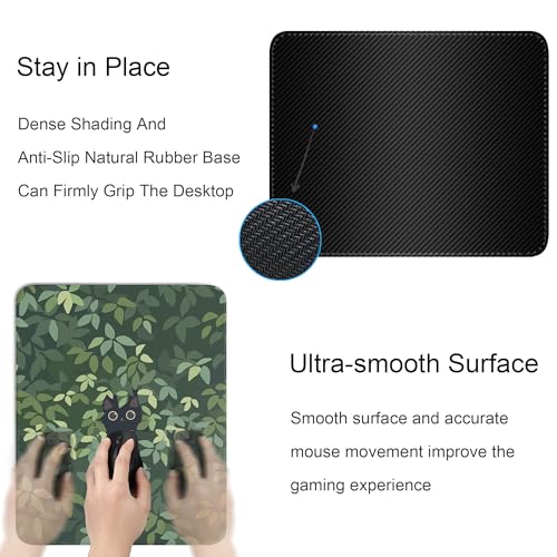 Anime Black Cat Square Mouse Pad,Cute Cat Mouse Pads for Wireless Mouse Desk Accessories,10"X8"Travel Mousepad with Non-Slip Rubber Base, Stitched Edge Mouse Pads for Desk,Computers,Laptop,Office Home - color: S-12