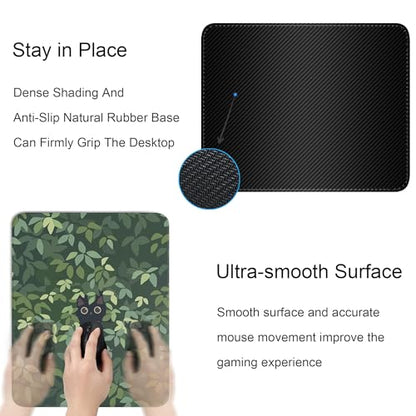 Anime Black Cat Square Mouse Pad,Cute Cat Mouse Pads for Wireless Mouse Desk Accessories,10"X8"Travel Mousepad with Non-Slip Rubber Base, Stitched Edge Mouse Pads for Desk,Computers,Laptop,Office Home - color: S-12