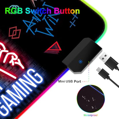 RGB Mouse Pad, Gaming Mousepad with 13 LED Light Modes | Large Mouse Mat with Non-Slip Rubber Base for Computer Keyboard Desk, 31.5X11.8inch - color: Black-a