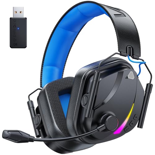 Vakedy Wireless Gaming Headset for PS5, PS4, PC, 2.4GHz Low-Latency & Bluetooth 5.4 Gaming Headphone with Noise Canceling Mic, 50mm Drivers, 50H Battery Wireless Headset for Switch, Mobile, Mac