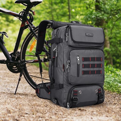 WITZMAN Carry on Travel Backpack for Men Airline Approved Fits 16" Laptop | Nylon 3 in 1 Luggage Duffle Bag with USB Charging Port, Shoe Compartment, For Weekend Getaway, Overnight Trip, B682 Grey - color: 03.silvery Grey