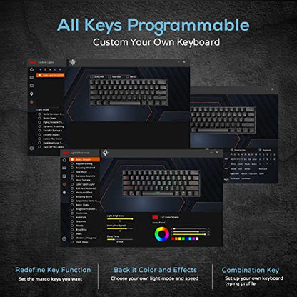 RK ROYAL KLUDGE RK61 60% Mechanical Keyboard with Coiled Cable, 2.4Ghz/Bluetooth/Wired, Bluetooth 61 Keys, Wireless RGB Hot Swappable Brown Switch Gaming Mini Keyboard with Software - White - color: White, size: Hot-swappable Brown Switch